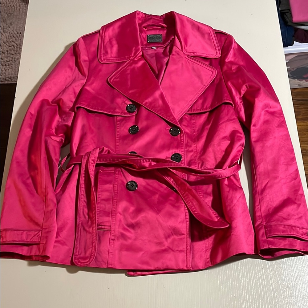 Oroton Fuchsia Double-Breasted Jacket- Size Large